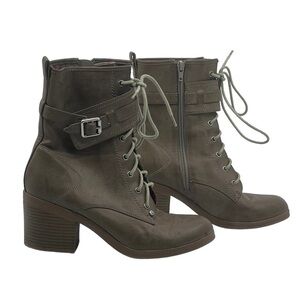 Guess Taupe Block Heel Side Zipper Boots Size 8 1/2 Women’s